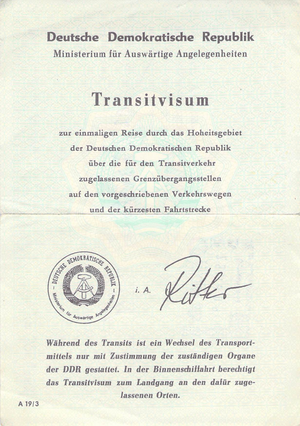 DDR Visa Front